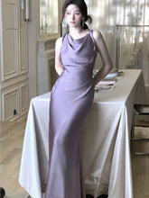 Bxoxo Women's Elegant Summer Party French Dresses Sexy Satin Swing-Collar Slim Bodycon Evening Mermaid Dress Chic Prom Female Clothes